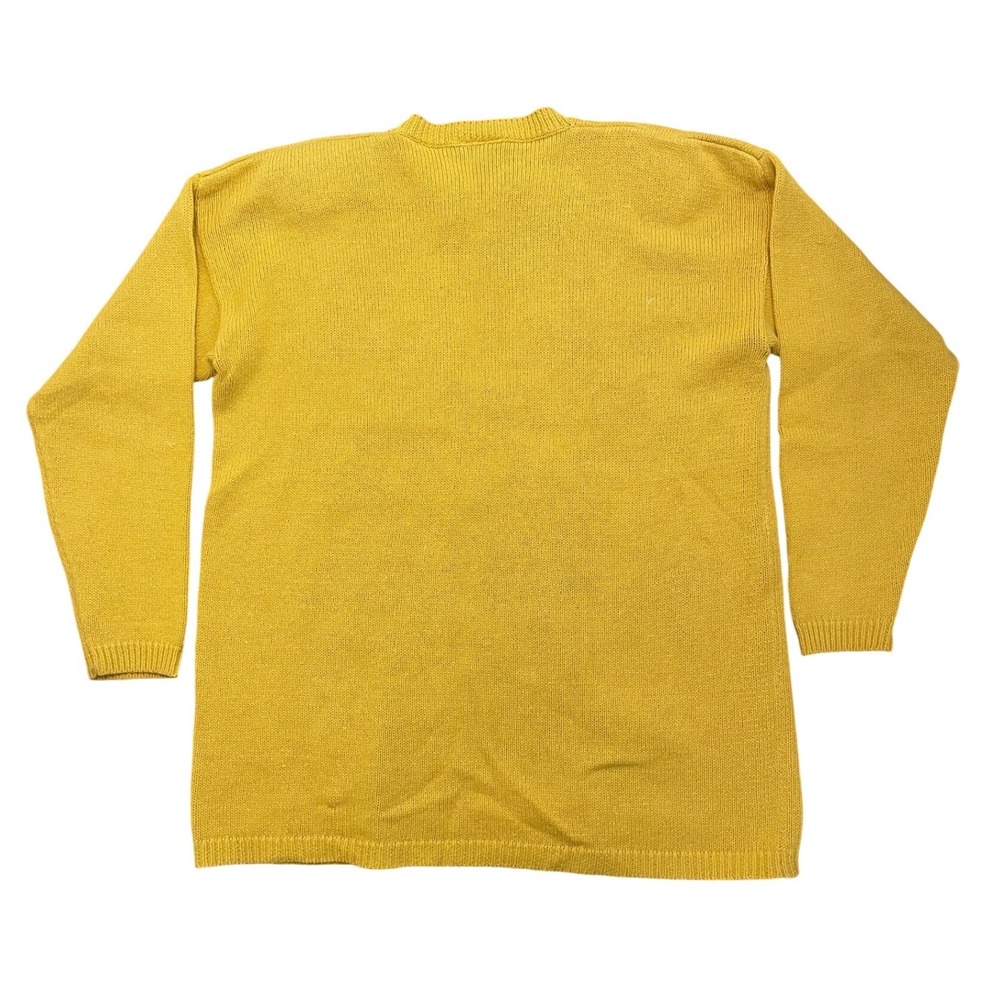 Vintage Yellow Floral Intarsia Sweater Purple Flowers Suburbans Medium - Picture 3 of 6
